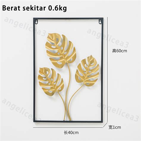 Jual Wall Decor Hiasan Dinding Aesthetic Frame Metal Gold Daun Leaf