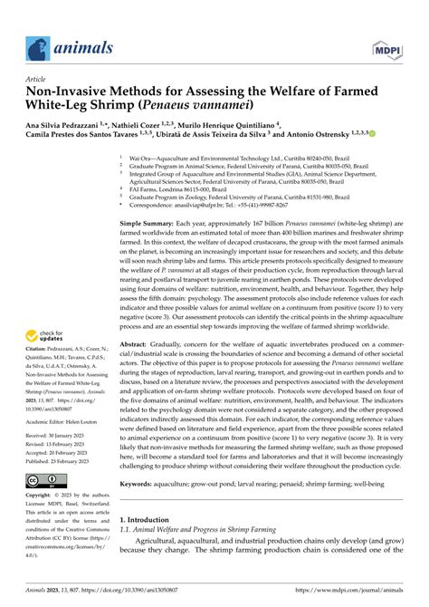 Pdf Non Invasive Methods For Assessing The Welfare Of Farmed White