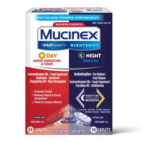 Mucinex Fast Max Nightshift Maximum Strength Day Night Multi Symptom