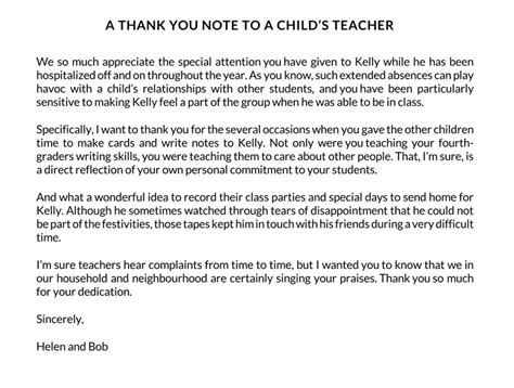 How To Word A Thank You Letter For Teacher Best Examples