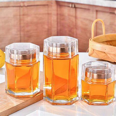 Factory Direct Hexagon Glass Jar For Storing Honey Jam Jelly Luxury Glass Bottle With Screw Lid