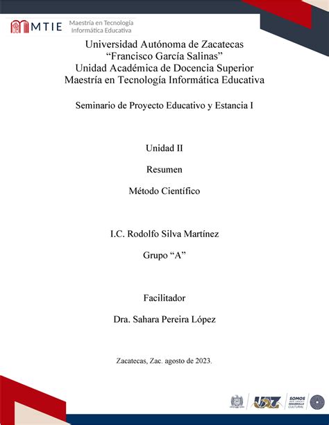 Resumen Método Cientifico Universidad Autónoma de Zacatecas