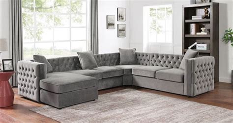 Grey Tufted Sectional Sofa | Millennial Furniture