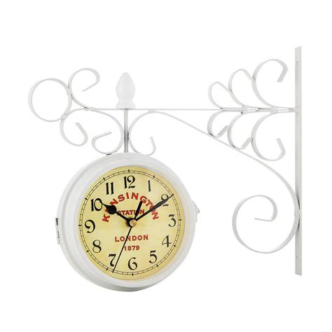 Horloge murale double face en métal blanc au design vintage Leroy Merlin