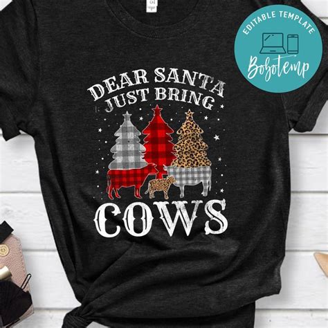 Dear Santa Just Bring Cows Christmas Buffalo Plaid Heifer Png File Template Createpartylabels