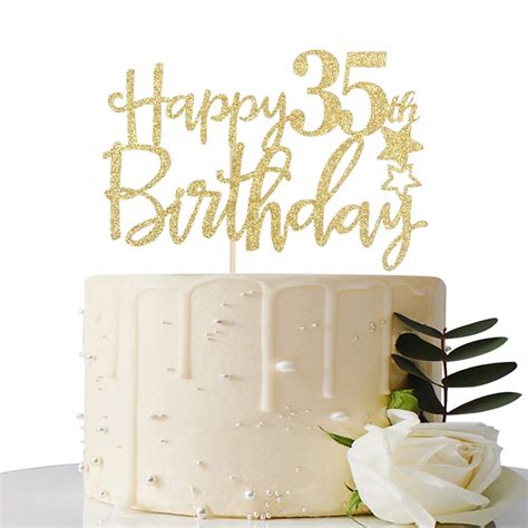 Buy Gold Glitter Happy 35th Birthday Cake Topperhello 35 Cheers To 35 Years35 And Fabulous