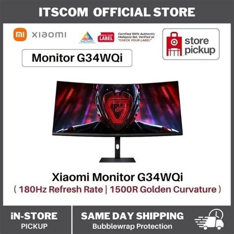 Xiaomi Curved Gaming Monitor G34wqi Wqhd Ultrawide 1ms Fast Response 180hz High Refresh