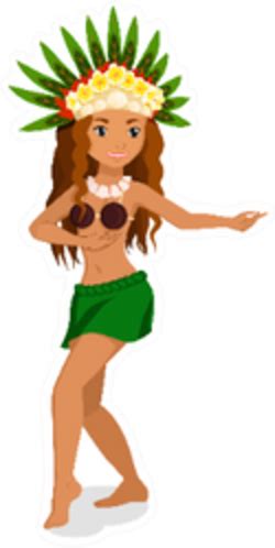 Tahitian Or Hawaiian Hula Female Dancer Cartoon Sticker