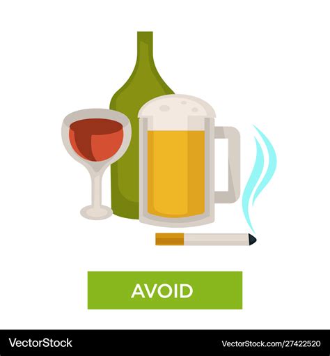 Avoid alcohol and smoking health care themed tip Vector Image