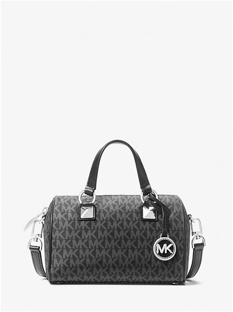 Grayson Small Logo Print Woven Duffel Crossbody Bag Michael Kors