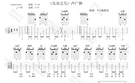 卢广仲《几分之几》吉他谱g调吉他弹唱谱 打谱啦