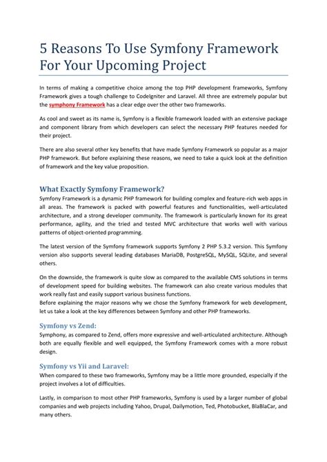 Ppt Reasons To Use Symfony Framework For Your Upcoming Project