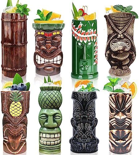 Tiki Mugs Cocktail Set Of 4 Large Ceramic Hawaiian Party Mugs Drinkware Cute