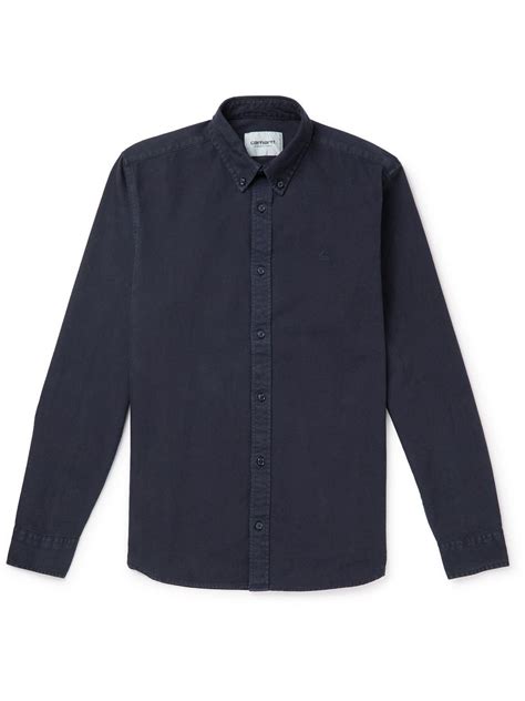 Carhartt Wip Bolton Button Down Collar Logo Embroidered Cotton Oxford