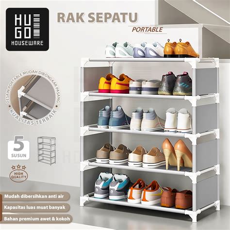 Jual Hugo Rak Sepatu Portable Serbaguna 4 Susun Dan 5 Susun Tempat