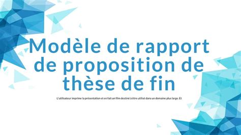 Mod Le Pr Sentation Soutenance De Th Se Cr Ative Bleue Exemples