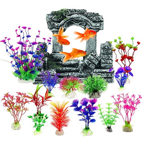 Fish Tank Decorations, 14 Packs Aquarium Decorations - Aquarium Plants ...