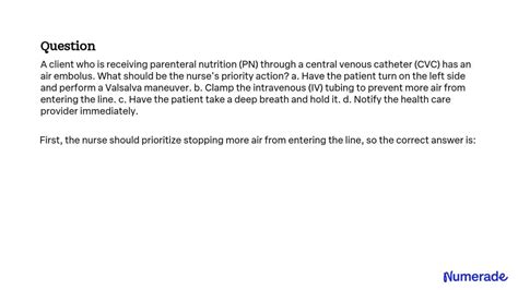 Solved A Client Who Is Receiving Parenteral Nutrition Pn Through A