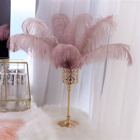 Plumas De Avestruz Decorativas De Cuero Rosa Centro De Mesa Para El