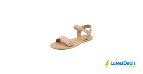 Womens Open Toes Ankle Strap Summer Flat Sandals Nude Size 7 5 £13