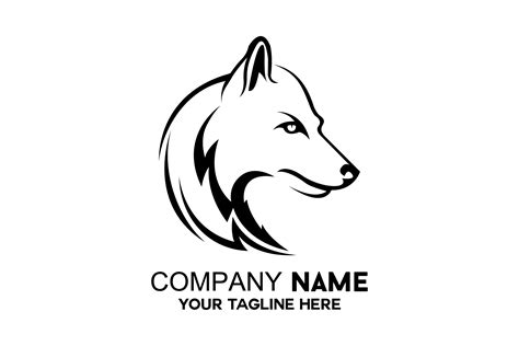 Black and White Logo - Wolf #47 Graphic by crownstudio · Creative Fabrica