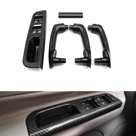 Carbon Fiber Car Interior Door Grab Handles Cover And Window Switch