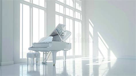 Classic Grand White Piano in Aesthetic Minimalist Style Room Interior Full of Light. Musical ...