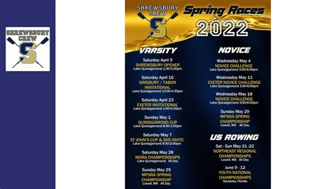 Spring 2022 Race Schedule Updated On 0503 Shrewsbury High School Crew