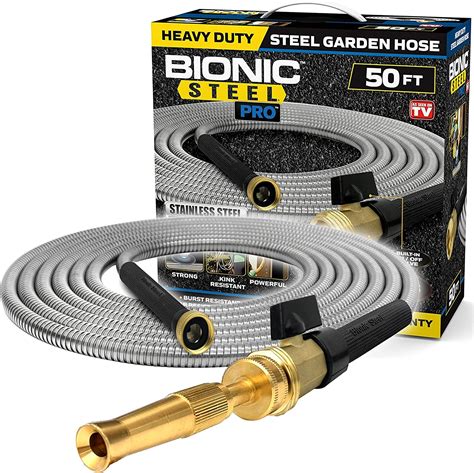 Bionic Steel Pro Metal Garden Hose 50ft Rust Proof 304 Stainless Steel