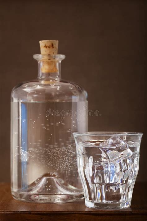 Decorative Bottle With Ice Cold Water Stock Photo - Image of background ...