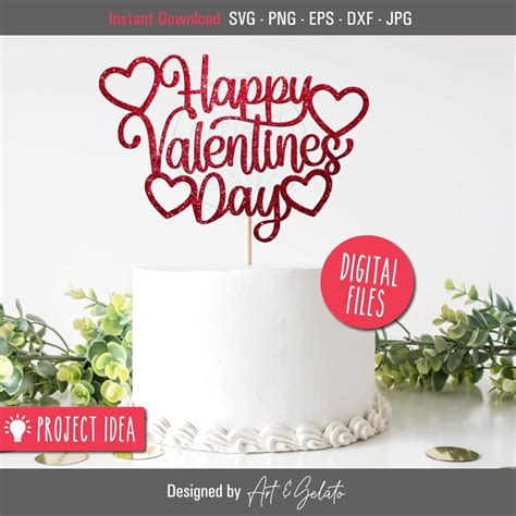 Happy Valentines Day Cake Topper Svg Happy Valentines Day Svg Cake