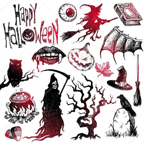 Halloween And Horror Hand Drawn Set — Stock Vector © S E R G O 1793072