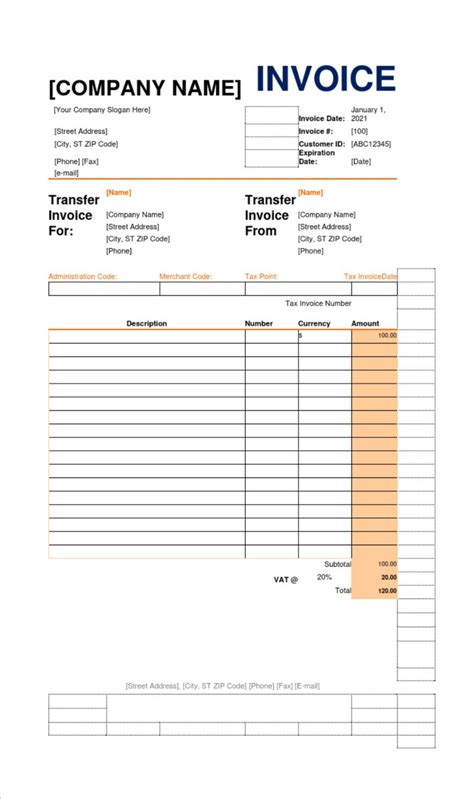 Bank Transfer Invoice Template