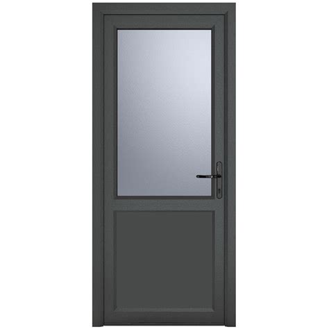 Crystal UPVC Triple Glazed Door Half Glass Half Panel Left Hand Grey