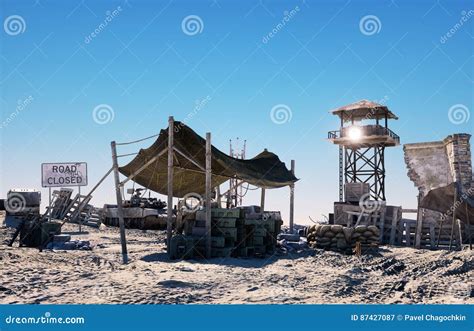 Military Base, Headquarters in East Desert. Terrorism Concept. 3d ...