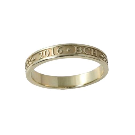 Ssjewel Simple Band School Ring Men Women Custom Graduation Class Band Ring 14k Gold