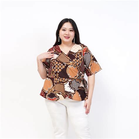 Jual Atasan Batik Blouse Batik Wanita Jumbo Big Size 628 Mrs1 Shopee