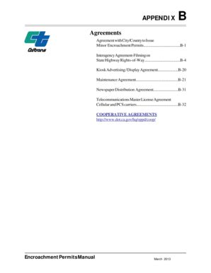 Fillable Online Dot Ca Appendix B Agreements Caltrans State Of