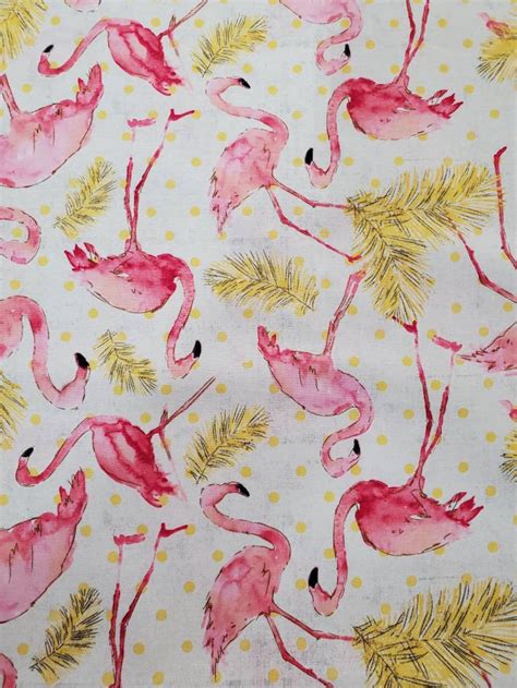 Flamingo Paradise Novelty Cotton Fabric By The Yard Or 1 2 Etsy