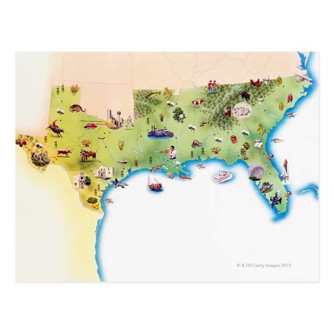 Map of Southern United States of America, with Postcard | Zazzle ...