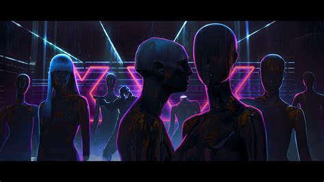 Wallpaper Digital Art Neon Futuristic Cyber 1920x1080 Roverfine