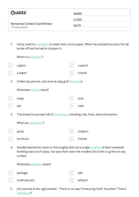 50 Determining Meaning Using Context Clues Worksheets For 4th Grade On Quizizz Free And Printable