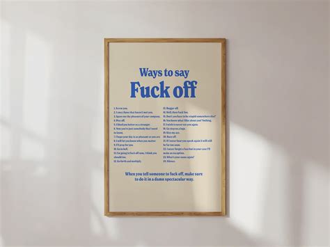 Ways To Say Fuck Off Poster Digital Print Funny Word Phrase Etsy