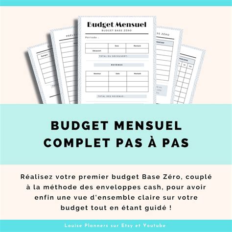 Fiche Budget Mensuel Budget Base Zéro en Cash Méthode complète pas à