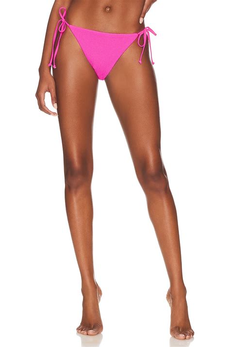 Milly Cabana Textured Bikini Bottom In Neon Pink Revolve