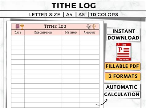 Tithe And Offering Tracker Church Giving Printable Tithing Etsy