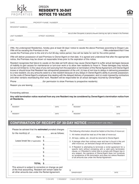 Fillable Online Residents Notice To Vacate Fax Email Print Pdffiller