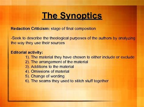 The Synoptics English Word Synoptic Comes From The