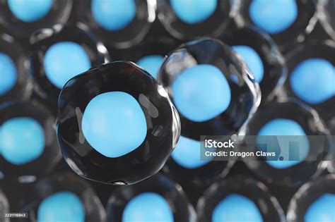 Glowing Blue Cores Enclosed By Spherical Transparent Fluid To Resemble Egg Cells Illustration Of ...