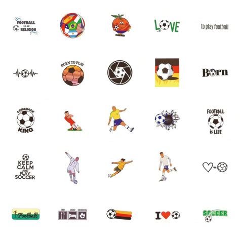 50pcs Soccer Sport Cartoon Aesthetic Doodle Vinyl Waterproof Stickers